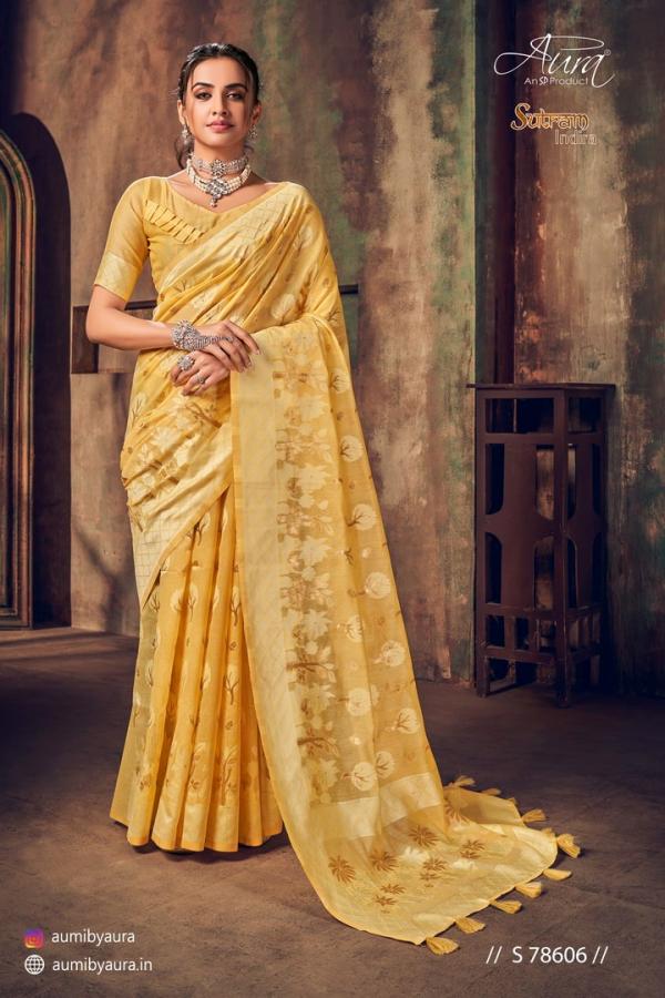 Aura Sutram Indira Party Wear Designer Cotton Saree Collection